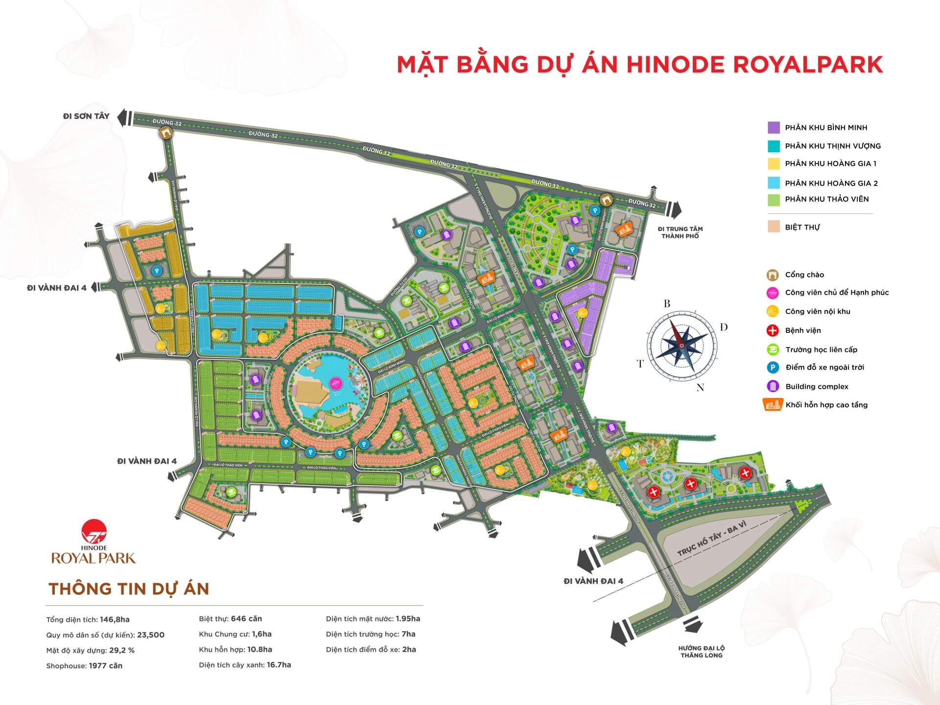 Mặt bằng tổng thể dự án Khu đô thị Hinode Royal Park